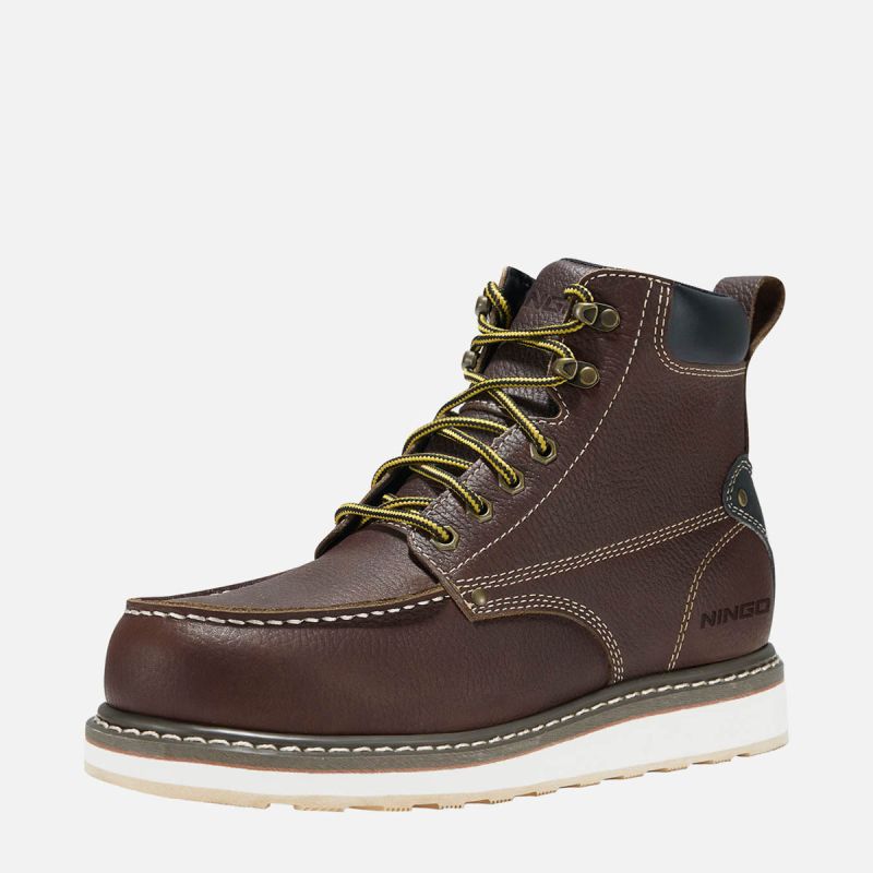 Men's Moc Toe Safety Boots Brown image1