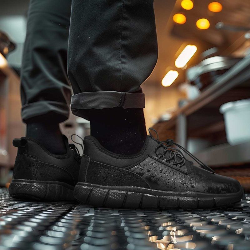Men's Non Slip Lightweight Work Shoes Black image8 Men's Non Slip Lightweight Work Shoes Black image8