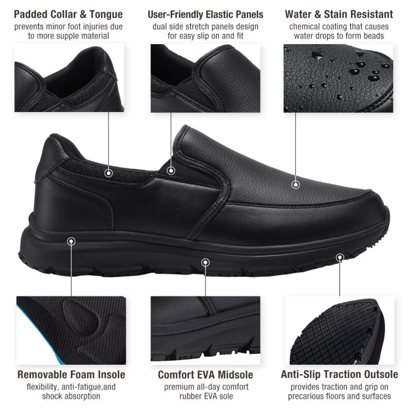 Men's Slip On Slip Resistant Shoes Black image3 Men's Slip On Slip Resistant Shoes Black image3