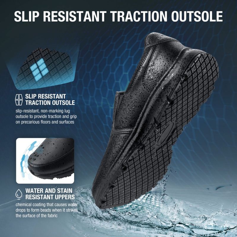 Men's Slip On Slip Resistant Shoes Black image4 Men's Slip On Slip Resistant Shoes Black image4